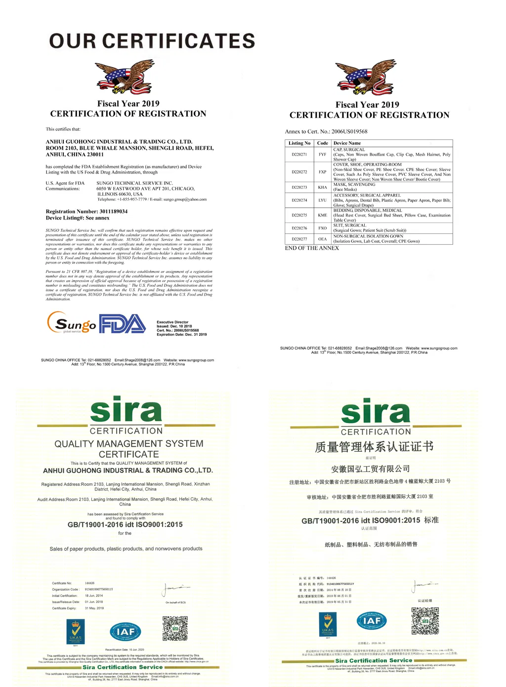 CE ISO Certificates