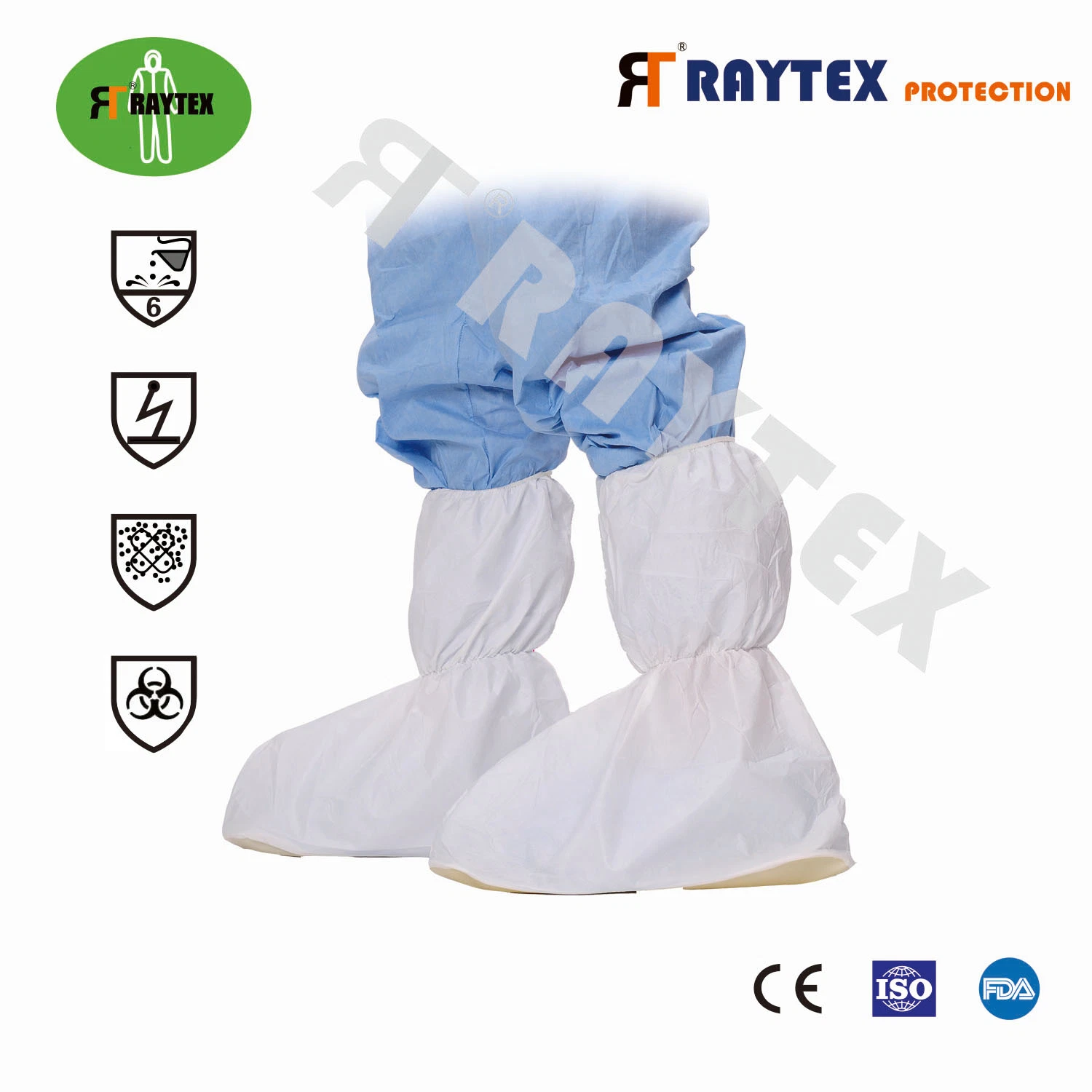 Raygard 52202 White Nonwoven Medical/Surgical Boot Cover with Elastic, Disposable Non-Woven Water Proof Boot Cover