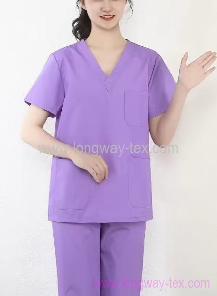 Lavender Elastic Anti-Wrinkle Breathable Medical Scrub Tops and Pants