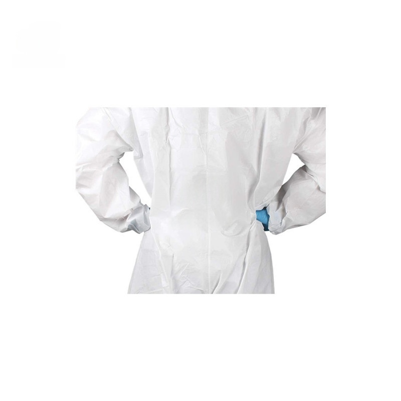 Disposable Hooded Zipper Closure White Microporous Coverall with Elastic Wrist Ankles