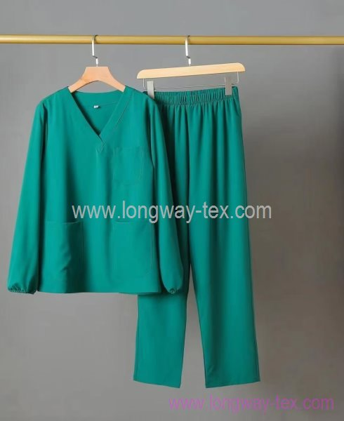 Green Long Sleeve High Quality Medical Scrub Shirts and Pants