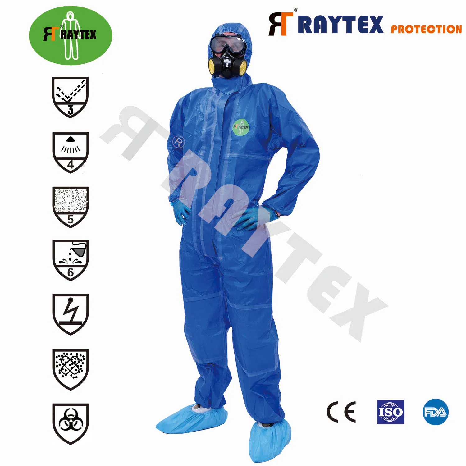 Disposable CE Certified Cat III Type 3/4/5/6 Tape Seam Microporous Film Coverall with Certificate