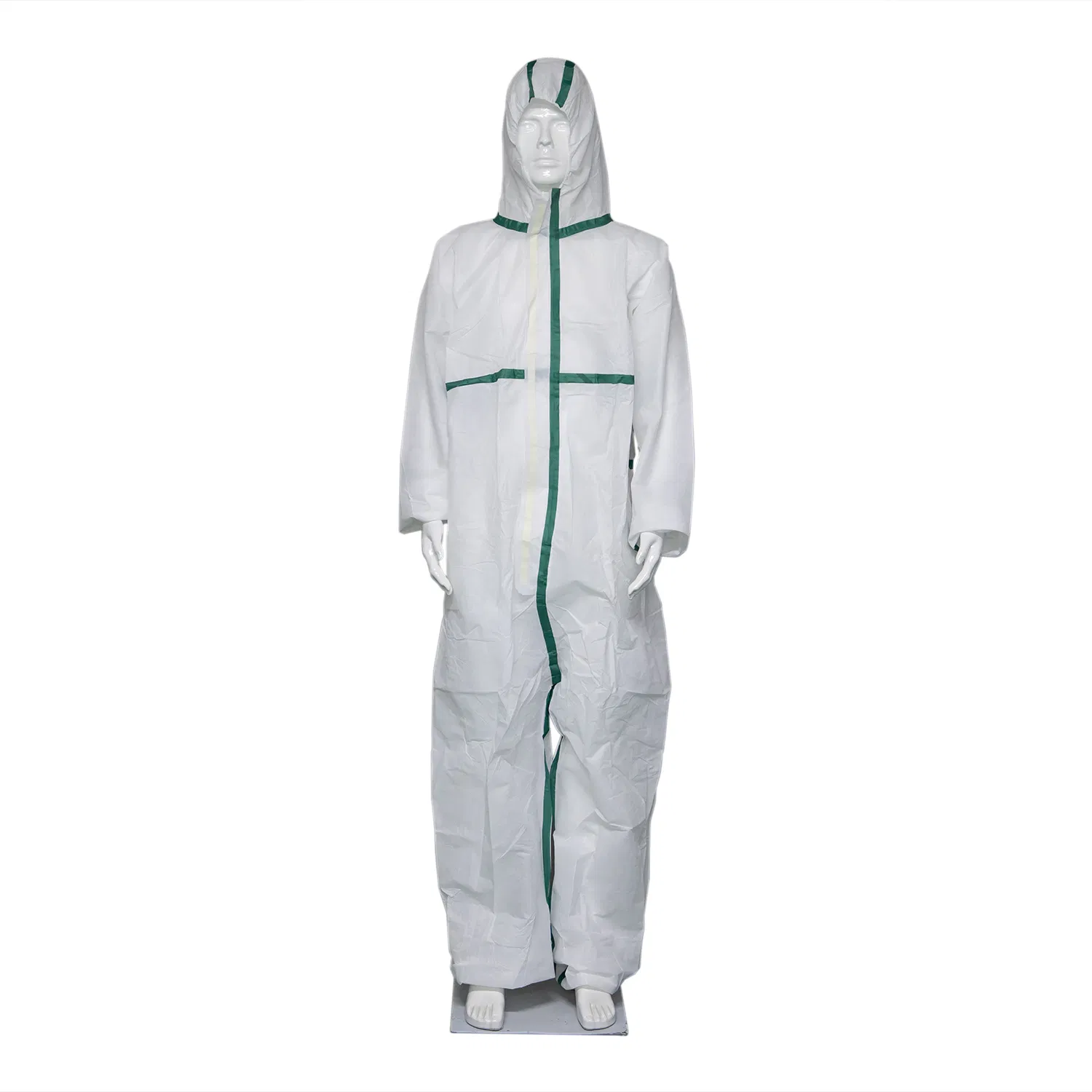 Type 4/5/6 Disposable Protective Coverall with Blue Tapes Disposable Non Woven Coveralls with Hood for Infection Using