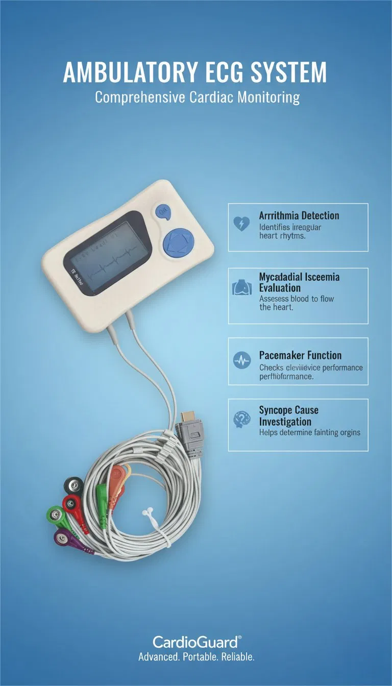 Portable Medical Dynamic Electrocardiography Recorder Device High Accuracy ECG Monitoring System with Holter Analysis for Hospital Clinical Diagnostic