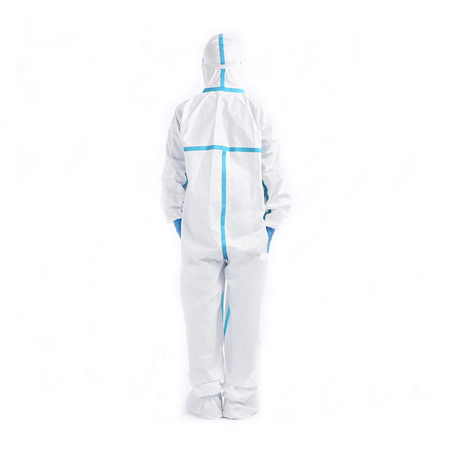 Medmount Disposable Safety Waterproof SMS Microporous Protection Coverall with Hood/Collar/Boot