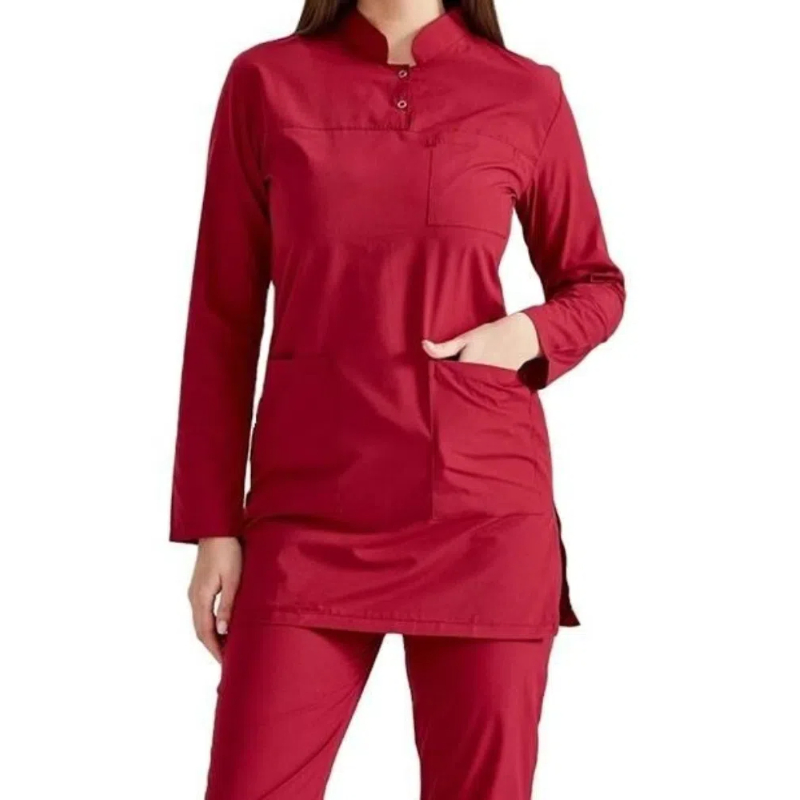 Wholesale Custom Long Sleeve Autumn Winter Round Neck Breathable Nurse Scrubs Hospital Uniform Medical Scrubs