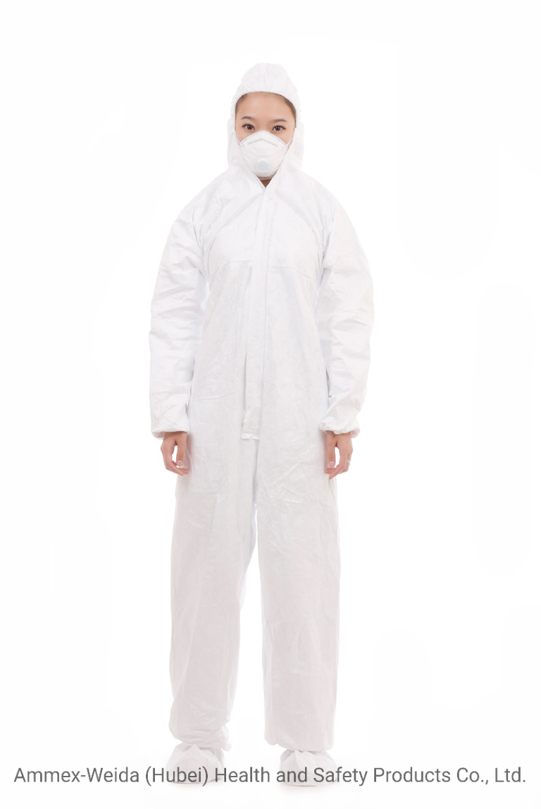 Fluid-Resistance Disposable SMS Protective Coverall with Hood for Sale