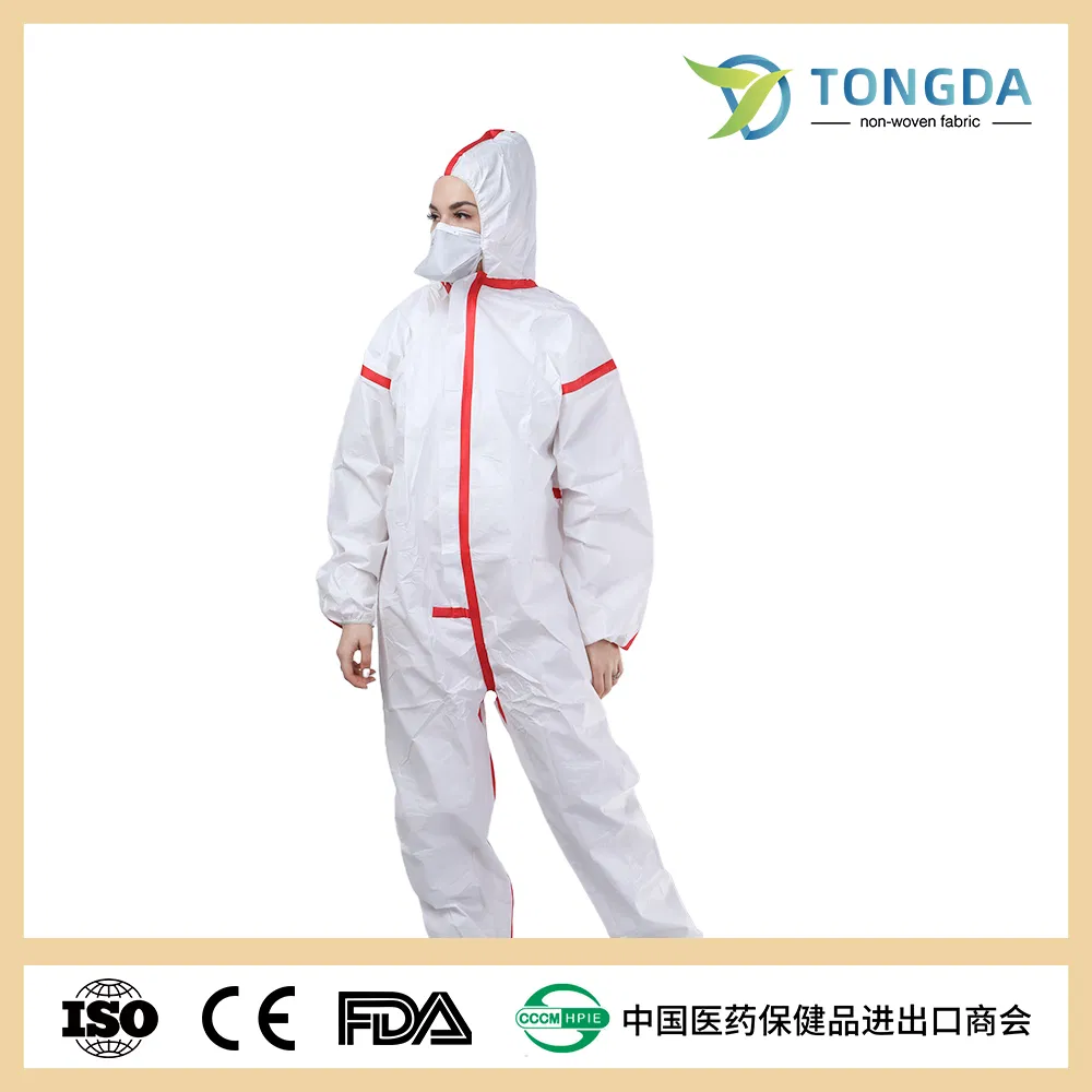 Fully Body Hooded Microporous Liquid Resistant Laminated Non Woven Disposable Coverall