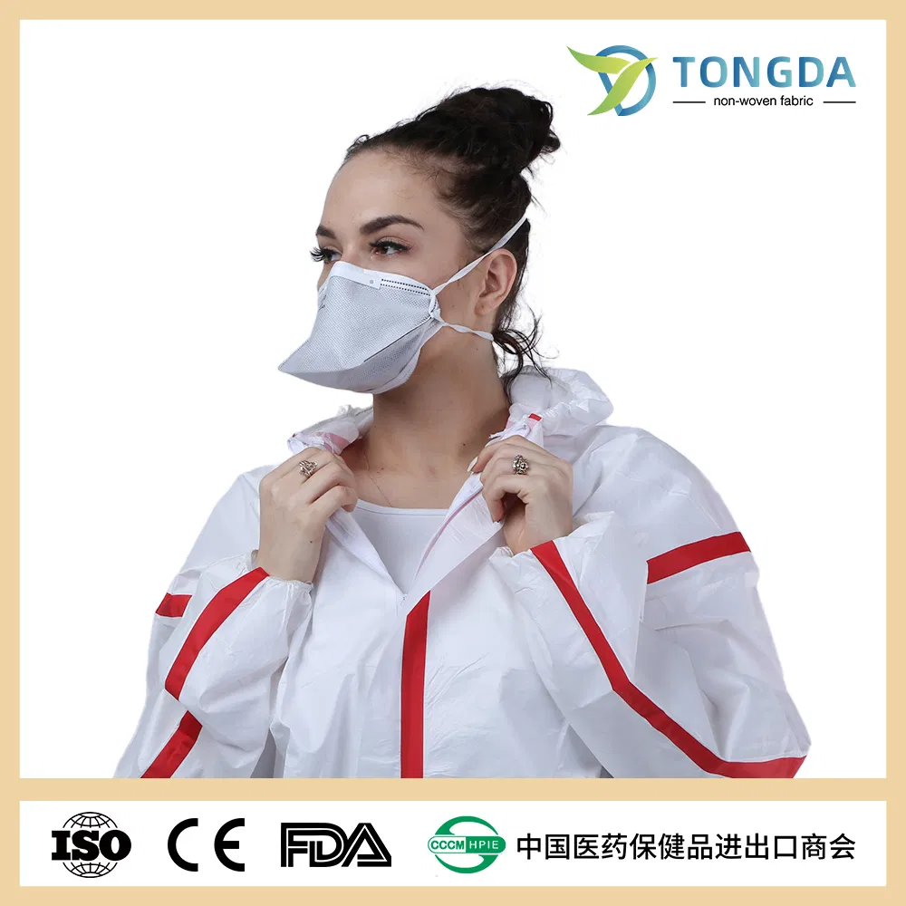 Fully Body Hooded Microporous Liquid Resistant Laminated Non Woven Disposable Coverall