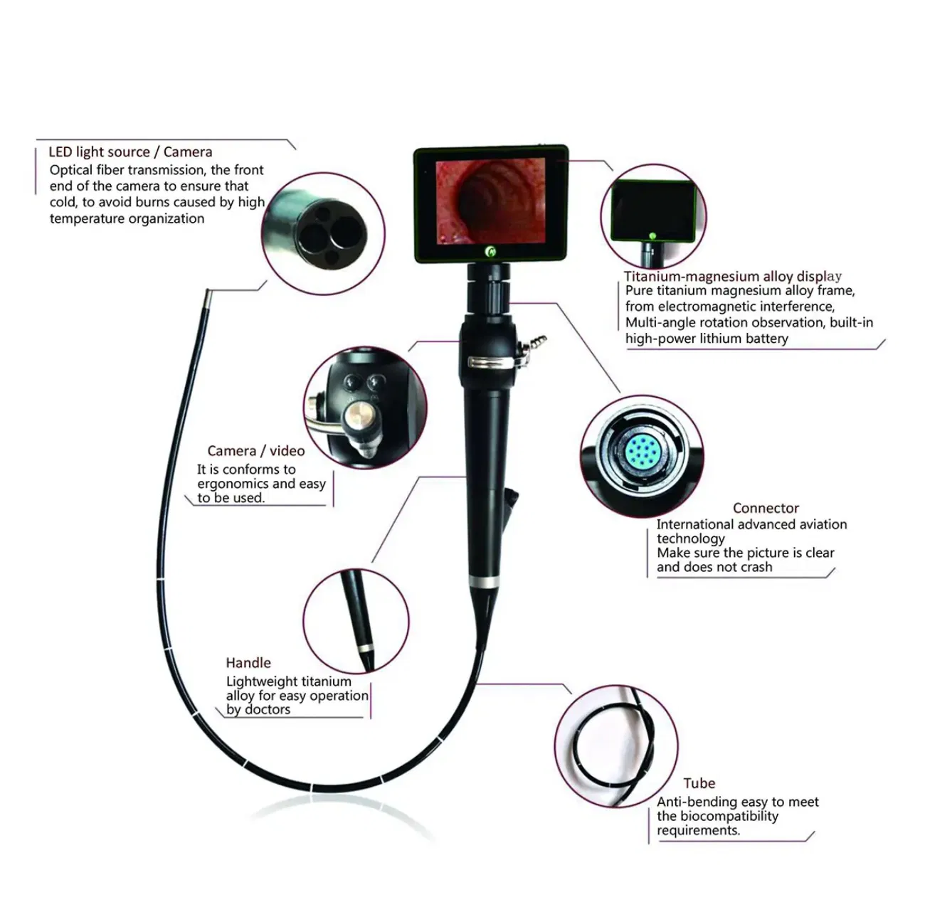 Portable Flexible Video Ent Endoscope Medical Ent Endoscopy Bronchoscopy
