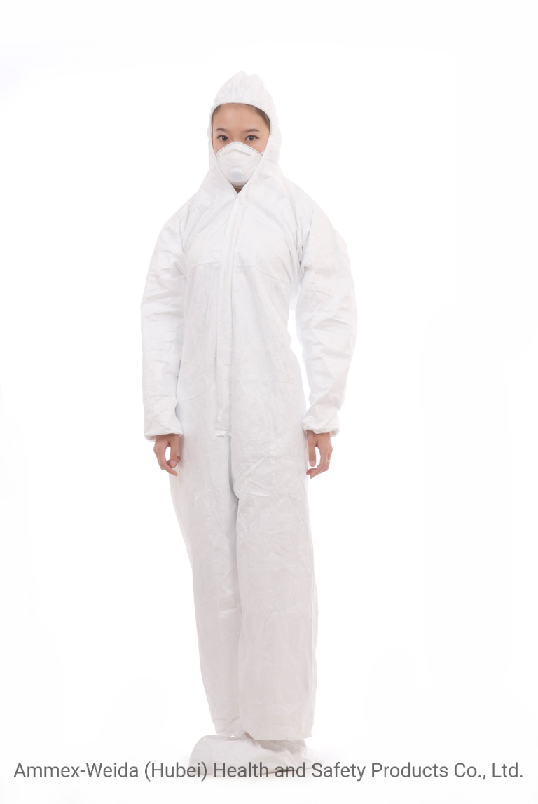 Fluid-Resistance Disposable SMS Protective Coverall with Hood for Sale