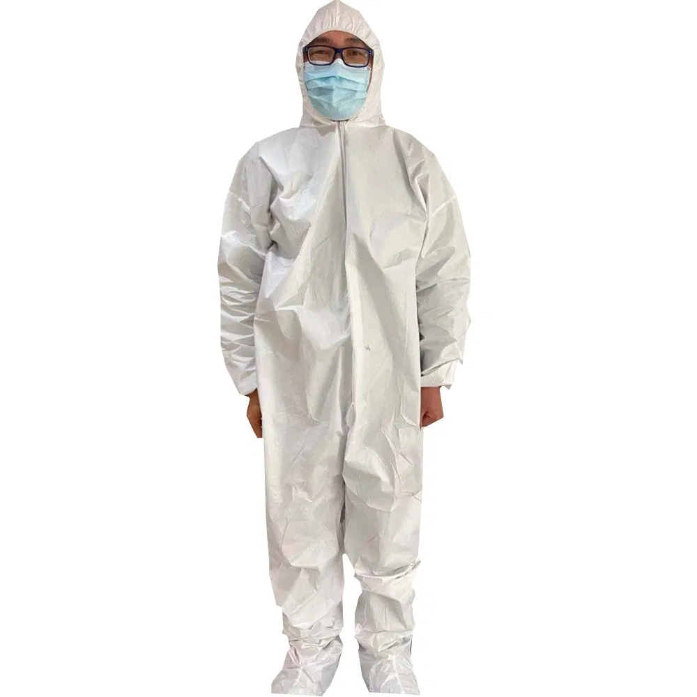 Isolation Hooded Boot SMS Microporous Manufacturing Handling Waterproof Disposable Coverall