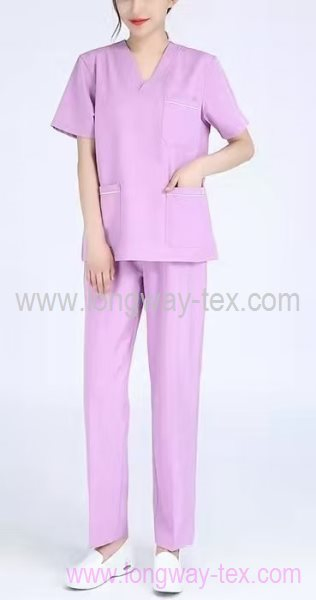 Lavender Elastic Anti-Wrinkle Breathable Medical Scrub Tops and Pants