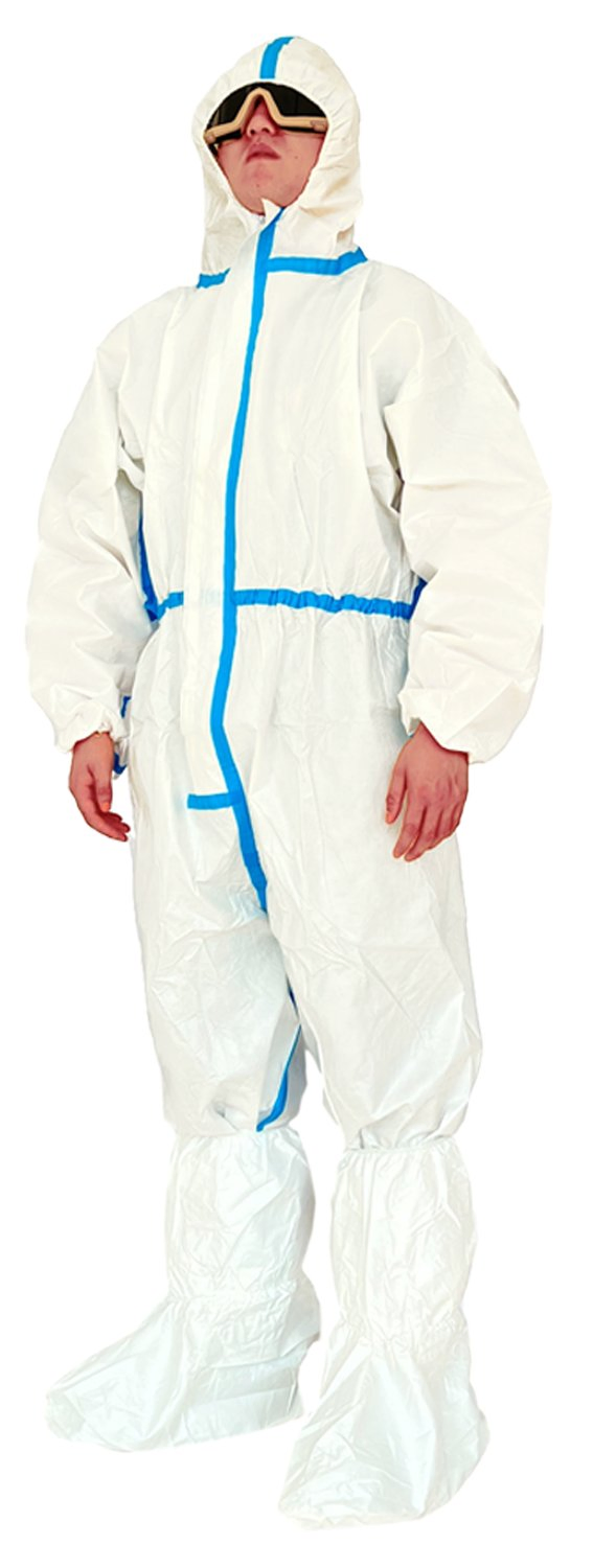 Type5/6 PP/PE Microporous Disposable Coverall Non Woven Protective Coverall with Hood