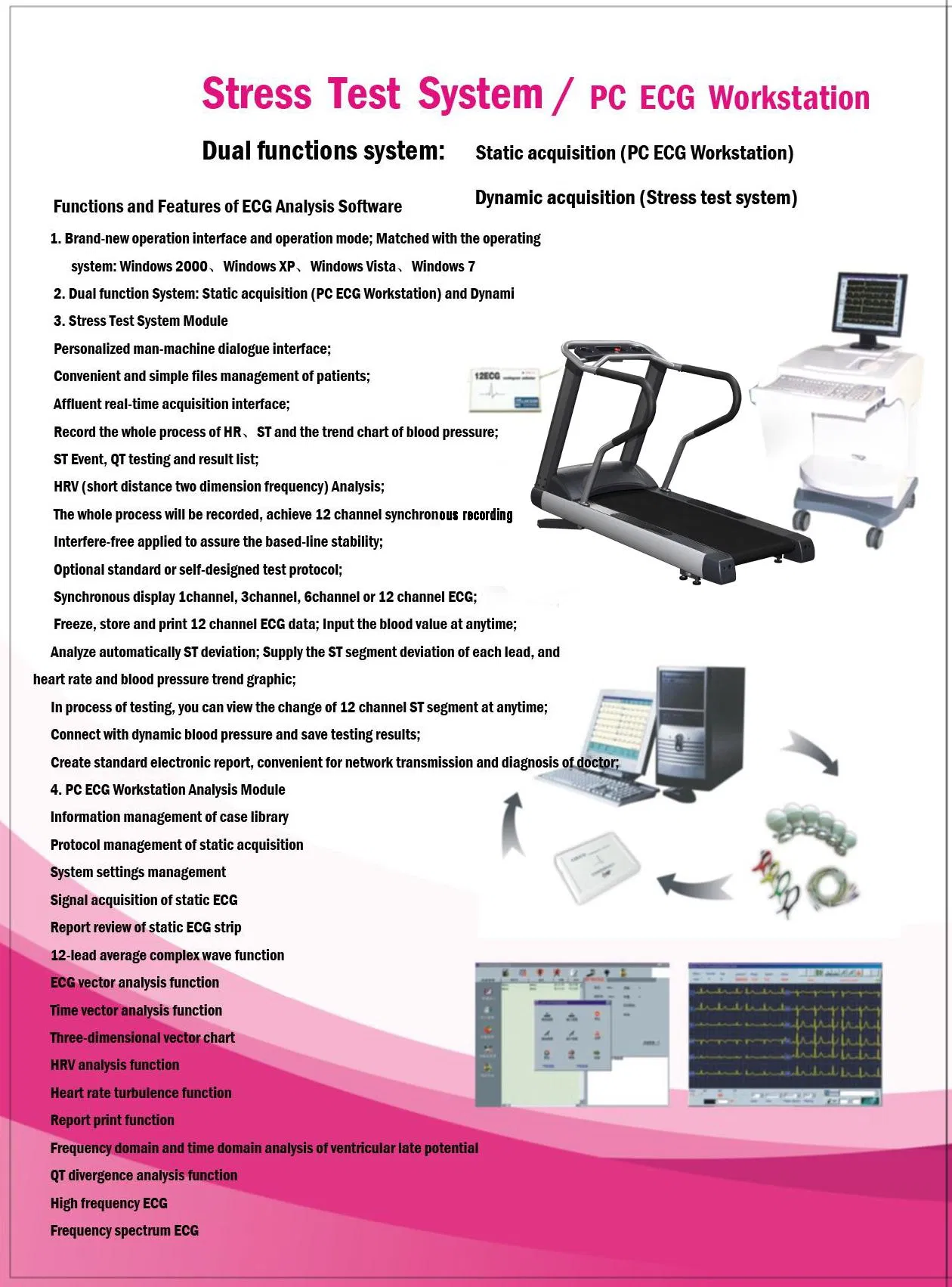Wired Type Treadmill Stress ECG Test System