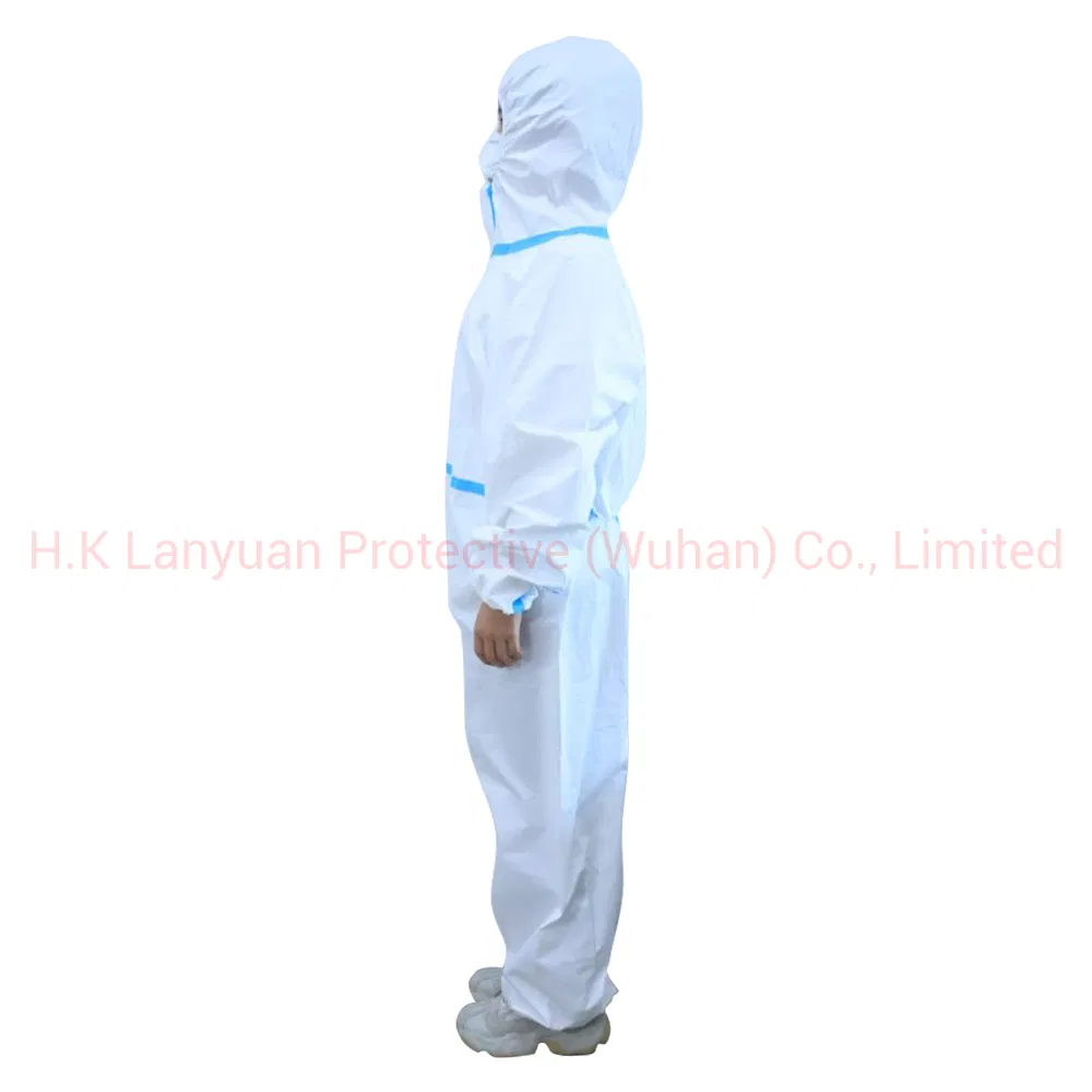 Ly CE SMS Microporous Coveralls Heat Sealed Tape Seam Disposable Medical Coverall