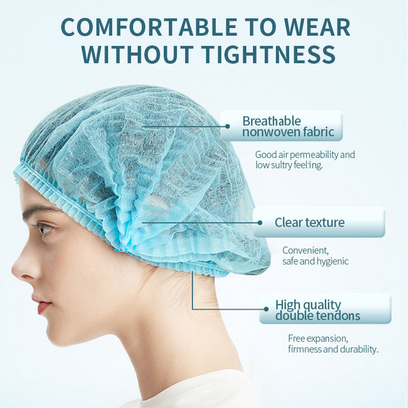 Factory Direct Elastic Disposable Bouffant Caps Nonwoven Round Cap for Industrial