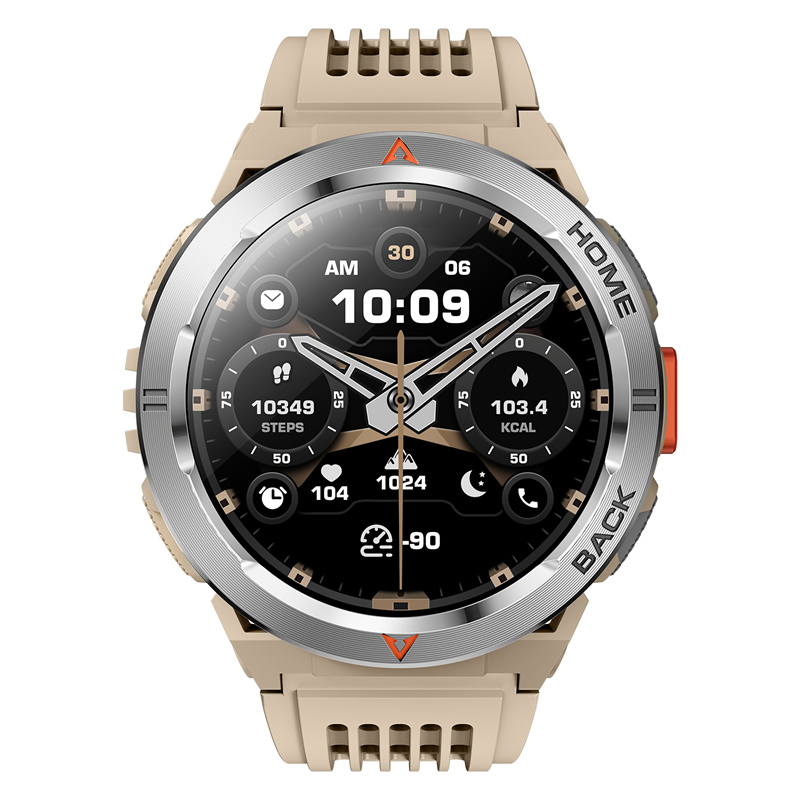 GS500 GPS LED Flashlight Health Monitoring Fitness Tracking Notifications Voice Assistans Wearable Technology Men Man 1.43inch Smartwatch