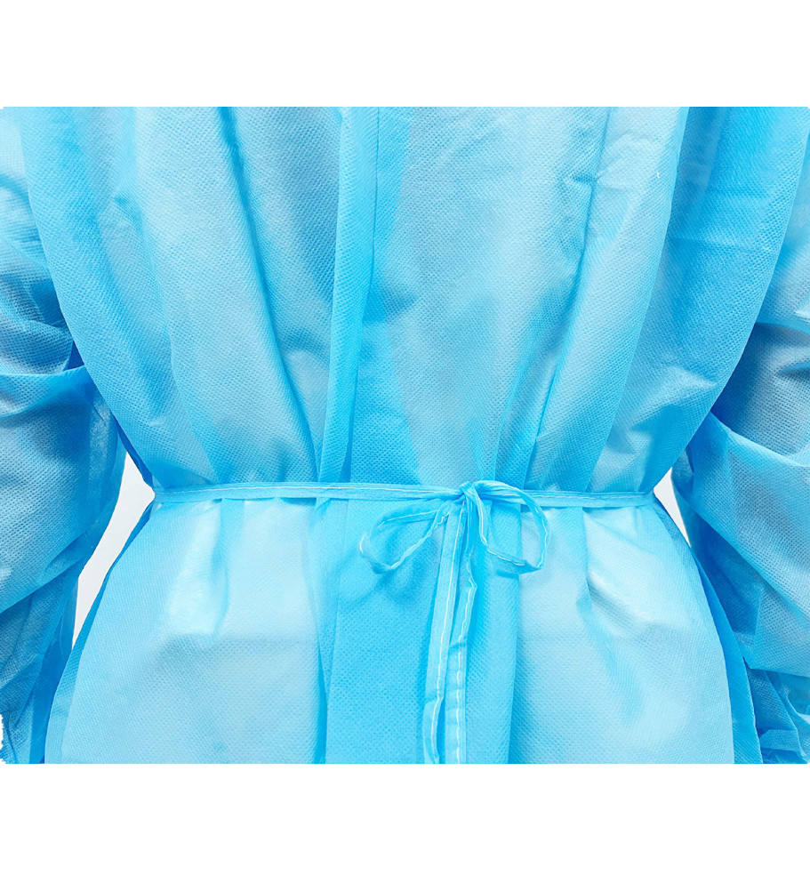 Cost-Effective Disposable Surgical Gown Waterproof Blue Color Knit Cuffs Medical SMS Isolation Gown