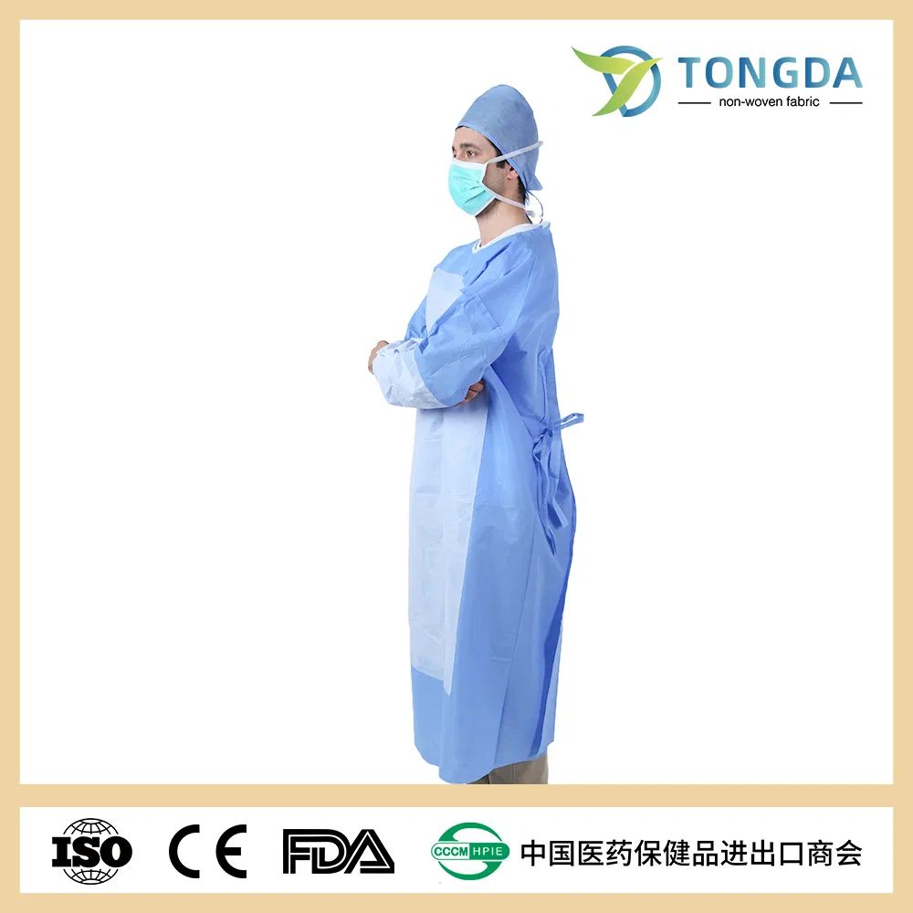 SMS PP PP+PE CPE Disposable Non Woven Isolation Gown with Cuff