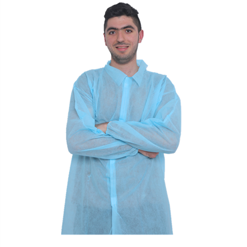 Waterproof and Dustproof Disposable SMS Non Woven Lab Coat with Knitted Cuff
