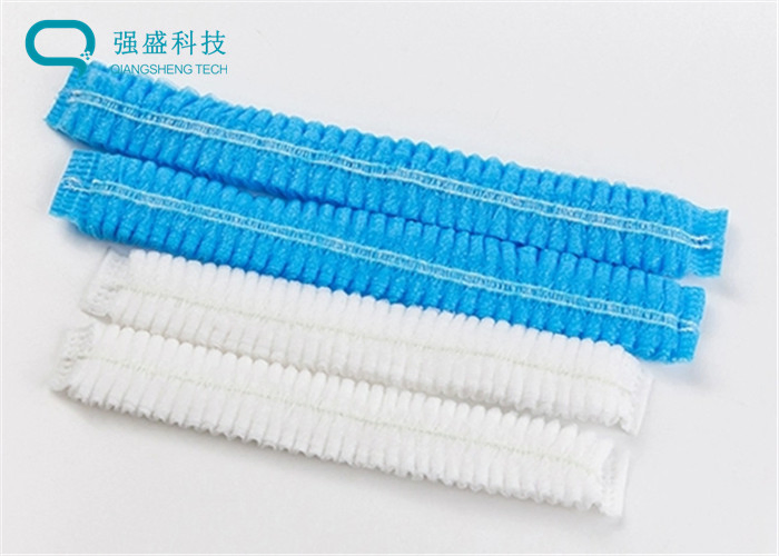 Disposable Blue Non-Woven Strip Clip Cap with Elastic Band