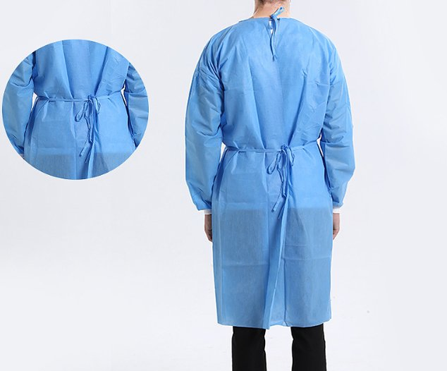Non-Woven Blue PP with Knit Cuff Disposable Isolation Gown Non-Woven Isolation Gown