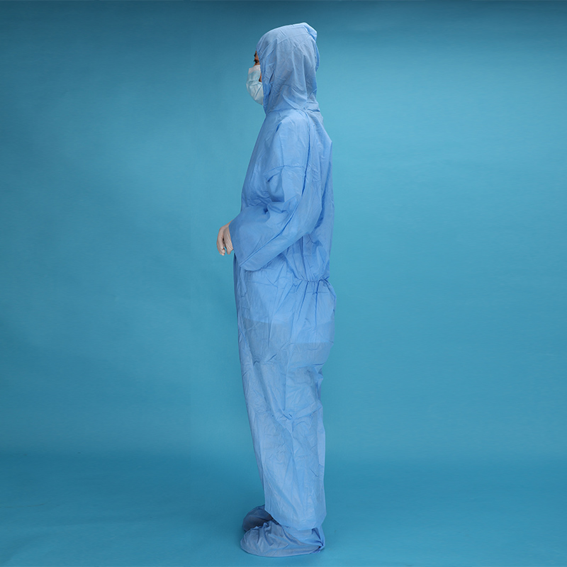 Microporous Disposable PP Protective PPE Coverall Type 5/6 with Hood