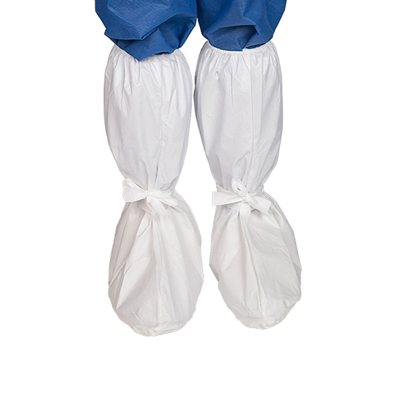 Disposable Anti-Slip Non Woven Breathable Waterproof SMS Boot Covers Medical Shoe Cover Foot Protectors with Straps