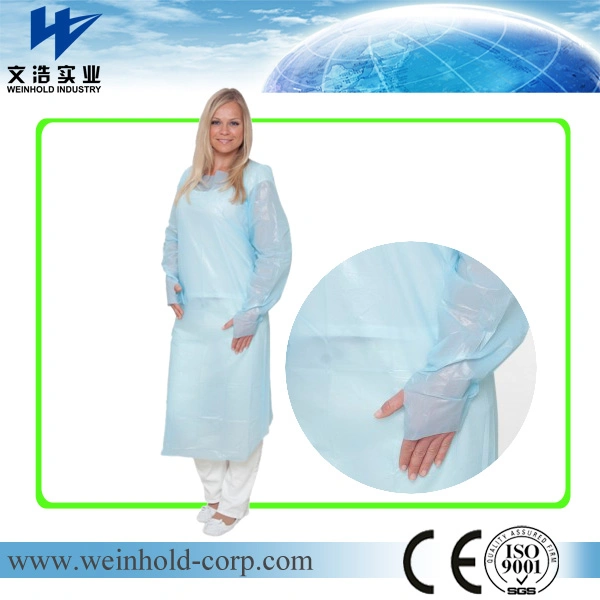 Disposable Medical Surgical Protective Isolation CPE Gown Coverall with Thumb Hook