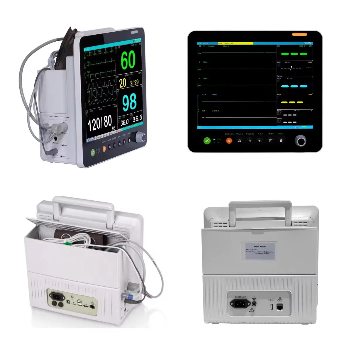 Mecan Equipment Supply Excellent Quality Hospital ICU Ambulance 15inch TFT Display Portable Telemedicine Patient Monitor