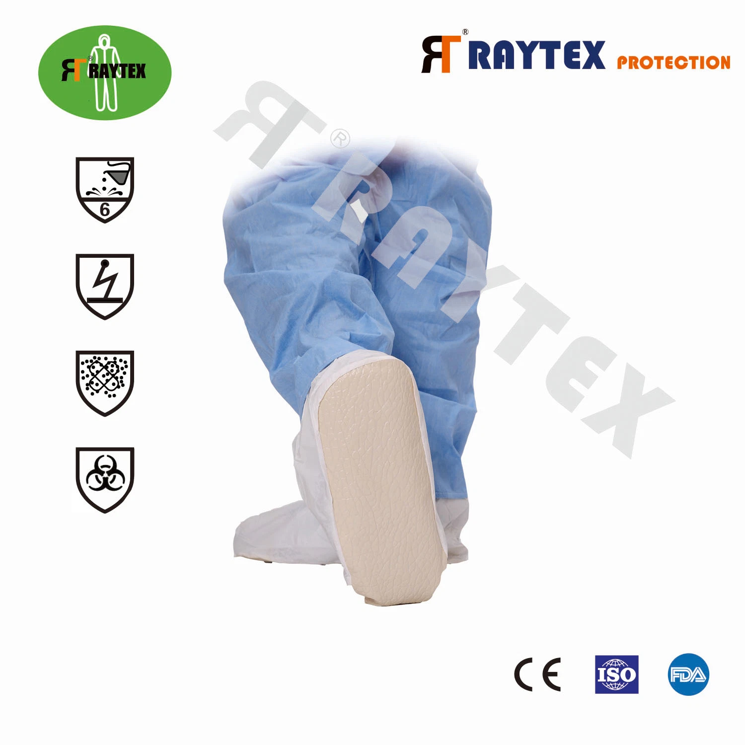 Raygard 52202 White Nonwoven Medical/Surgical Boot Cover with Elastic, Disposable Non-Woven Water Proof Boot Cover