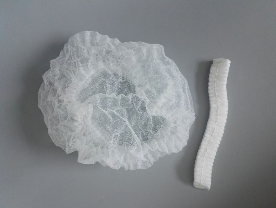 Disposable Blue Non-Woven Strip Clip Cap with Elastic Band