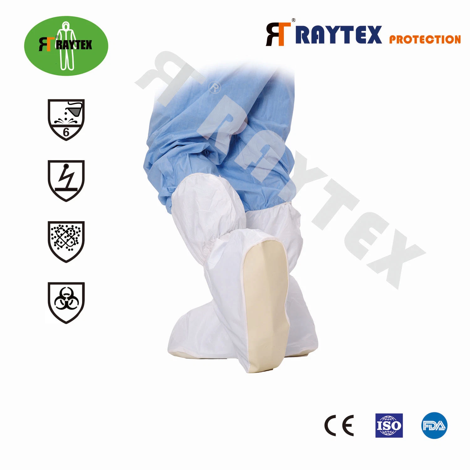 Raygard 52202 White Nonwoven Medical/Surgical Boot Cover with Elastic, Disposable Non-Woven Water Proof Boot Cover