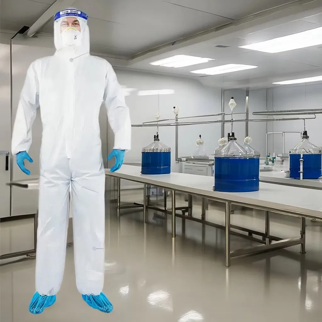 Disposable Coverall with Hood and Bootcover Microporous Medical Protective Coverall