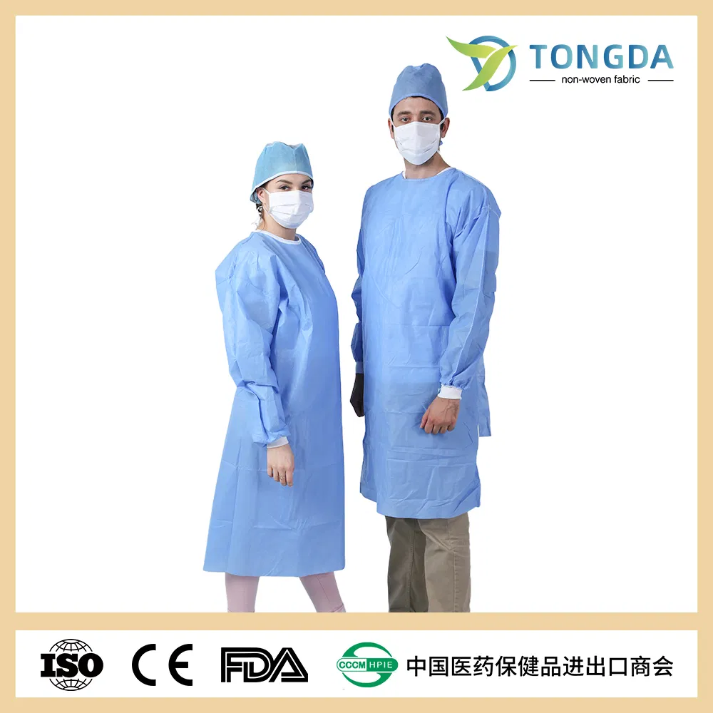 Knitted Cuff, Pockets, Non-Woven, Fluid Resistant, Dental, Medical, Hospital Surgical Isolation Gown