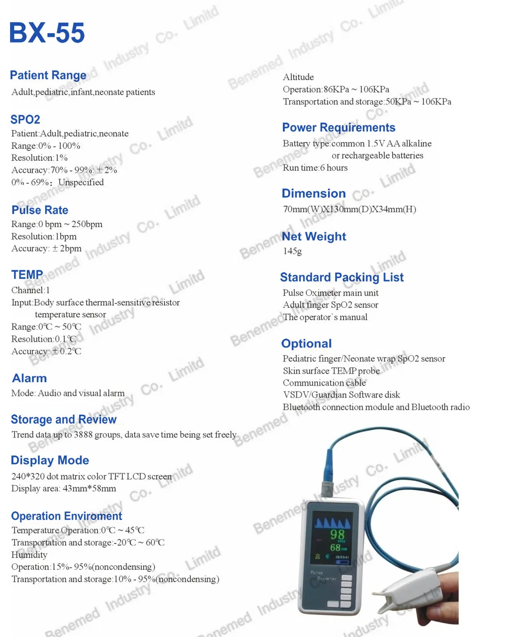 Pulse Oximeter Features