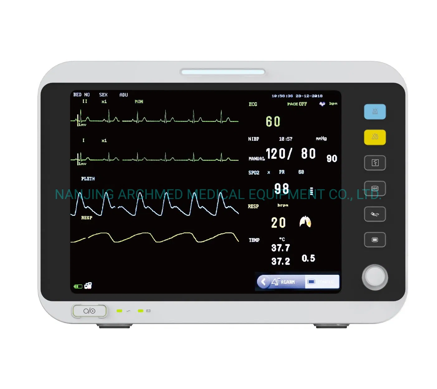Diagnosis Equipment Portable Vital-Sign ECG ICU Multi-Parameter Patient Monitor with 12.1′ ′ Color TFT Screen for Adult/Pediatric/Neonatal