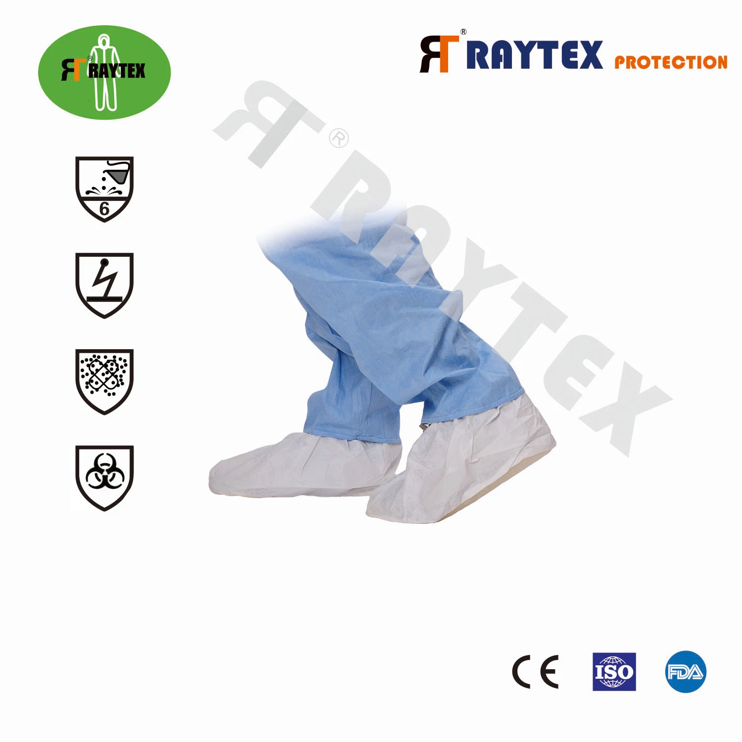 Raygard 52202 White Nonwoven Medical/Surgical Boot Cover with Elastic, Disposable Non-Woven Water Proof Boot Cover