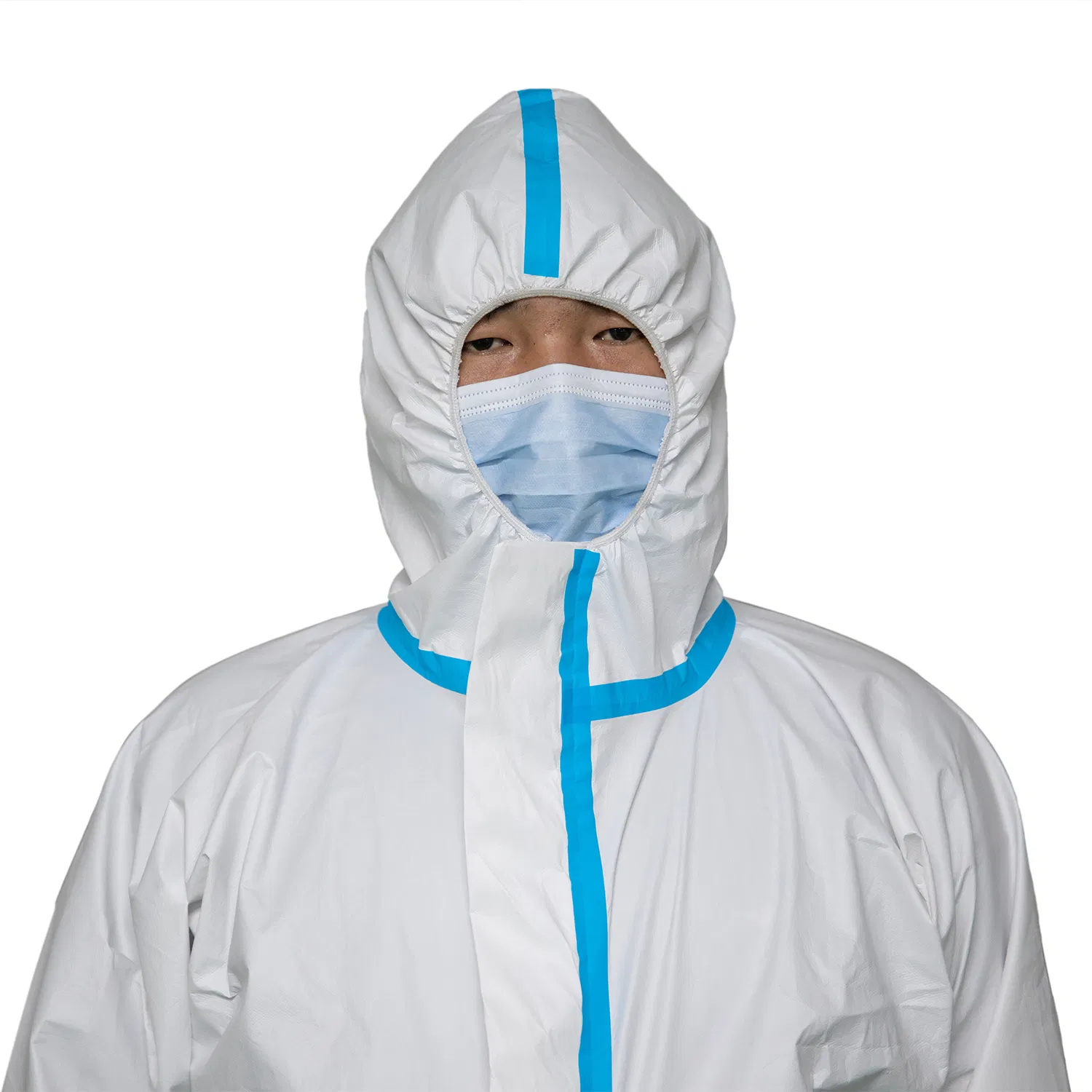 Type 4/5/6 Chemical Protective Coverall with Elasticated Hood Anti-Static Breathable Disposable Coverall