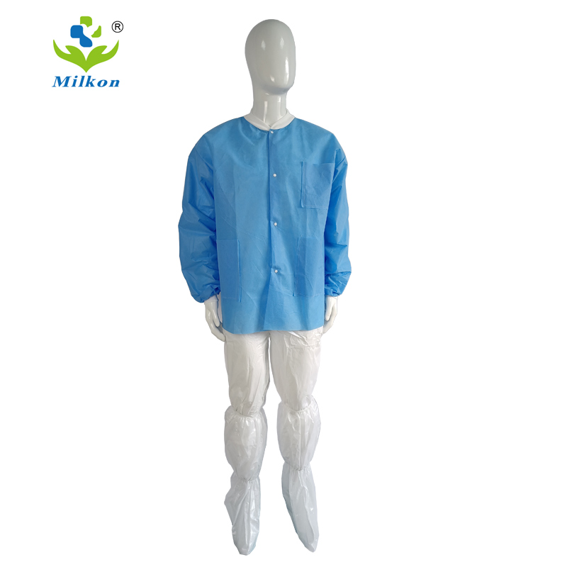 Disposable Custom Lab Coat Medical Non Woven PP SMS Lab Gown White with ISO 13485