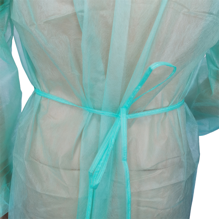 Ideal Safety Protection Spp Isolation Gowns Green Industry Gown Fluid Resistant Spunbond Nonwoven Fabric Disposable Cloak for Visitors