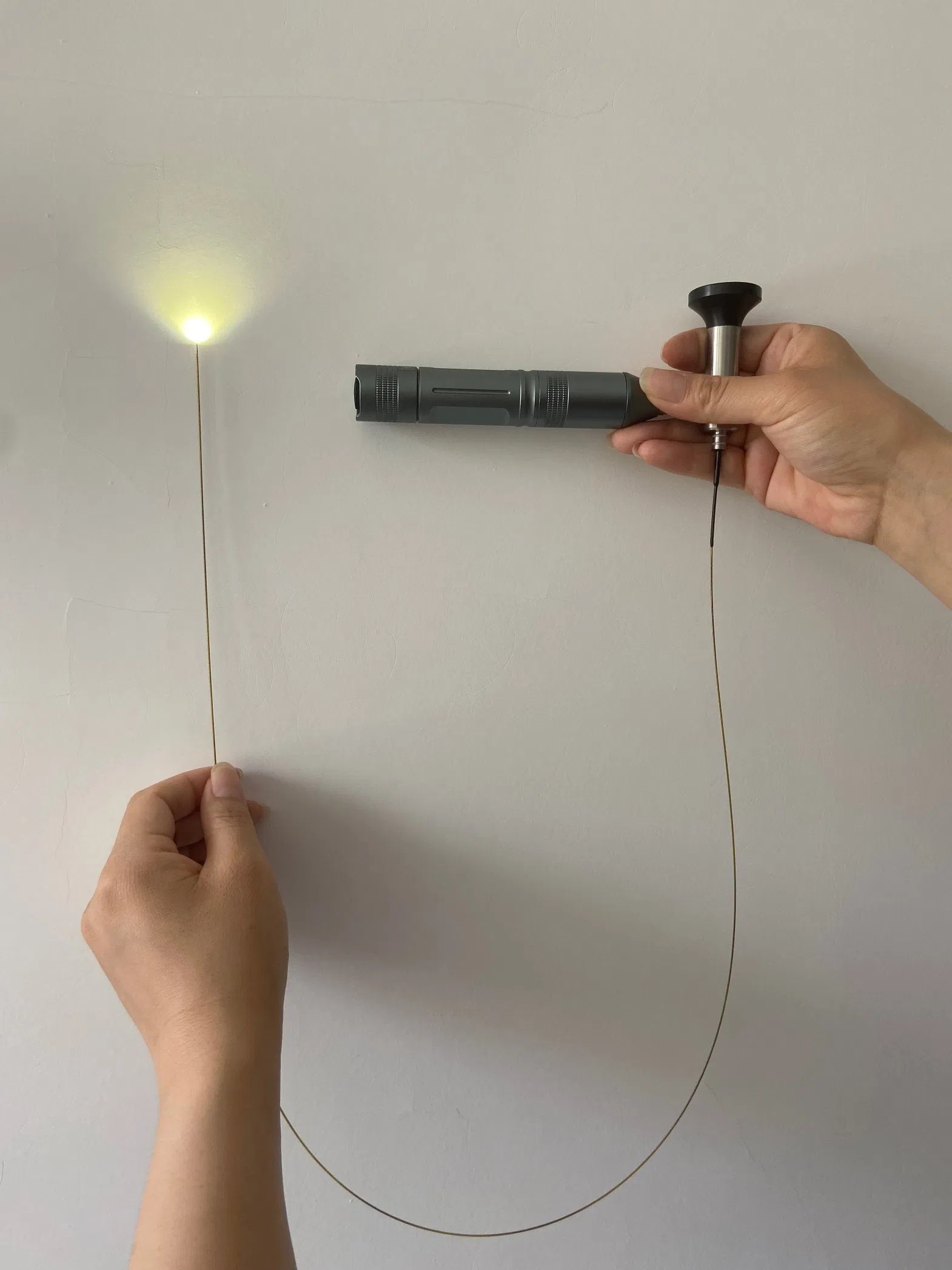 0.8mm Flexible Optical Fiberscope with 850mm Probe Length, Ent Endoscopy, Adjustable LED Light