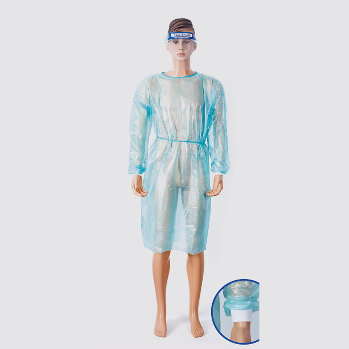 PE+PP Disposable Isolation Gown with Elastic Wrist Cuffs