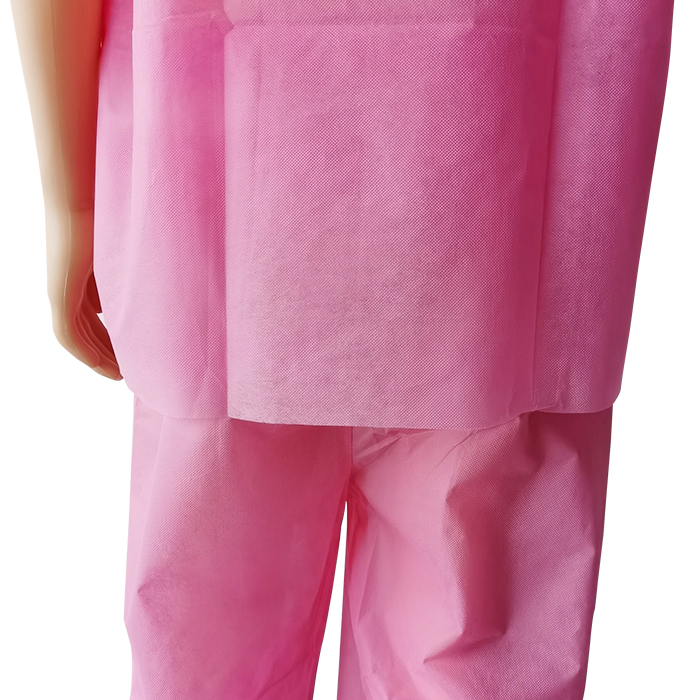 Anti-Static Polypropylene Disposable Hospital Scrub Suit Soft PP Twin Set V-Neck Top Waist Ties on The Pants Non-Sterile Disposable Pants and Jackets