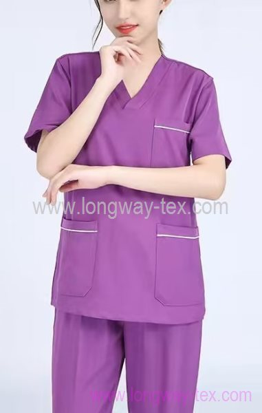 Lavender Elastic Anti-Wrinkle Breathable Medical Scrub Tops and Pants
