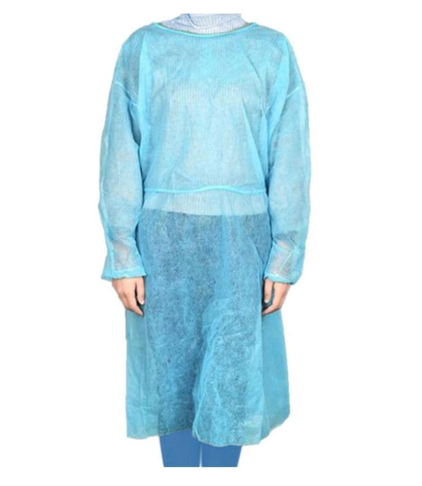 Disposable Blue PP Medical Gowns with Elastic Cuffs 15-50GSM Isolation Gowns in Cheap