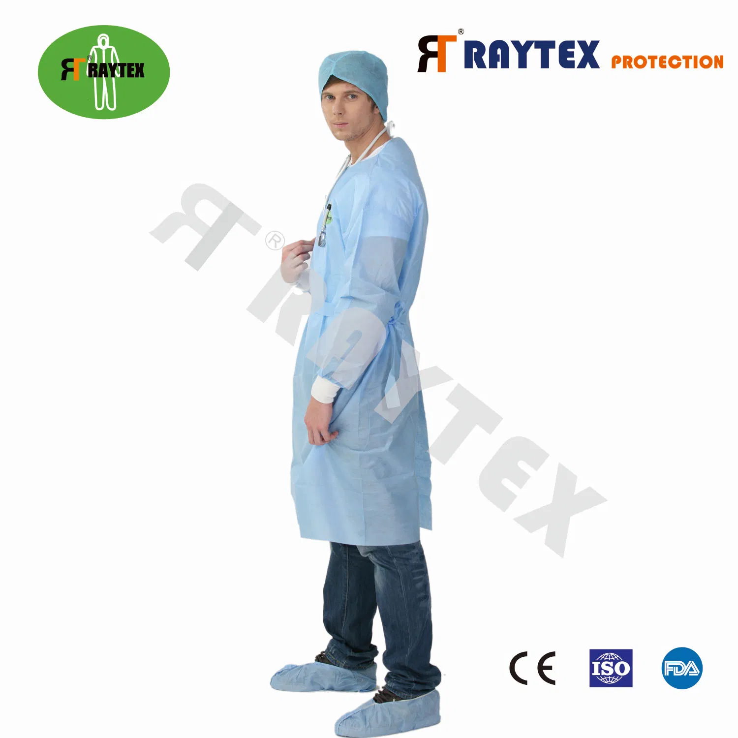 Raygard 32303 Disposable Sterilized SMS/Spunlace Surgical Gown Knitted Cuff/Elastic Cuff Ties on The Waist and Neck PP/Microporous Are Available