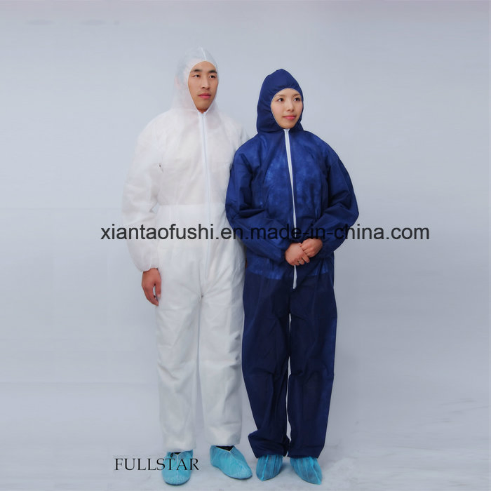 Type 5/6 Disposable Protective Coverall Disposable Non Woven Coveralls with Hood for Safety and Protection