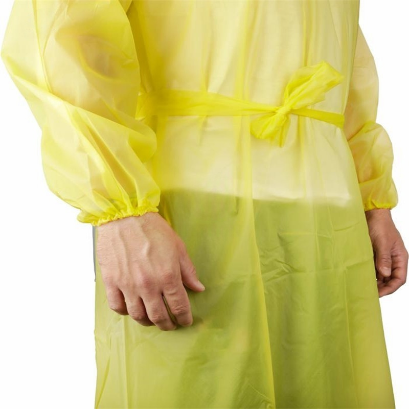 Fluid Impervious CPE Isolation Gown/Disposable Plastic Surgical Gown/Polyethylene Thumb Loop Isolation Gown
